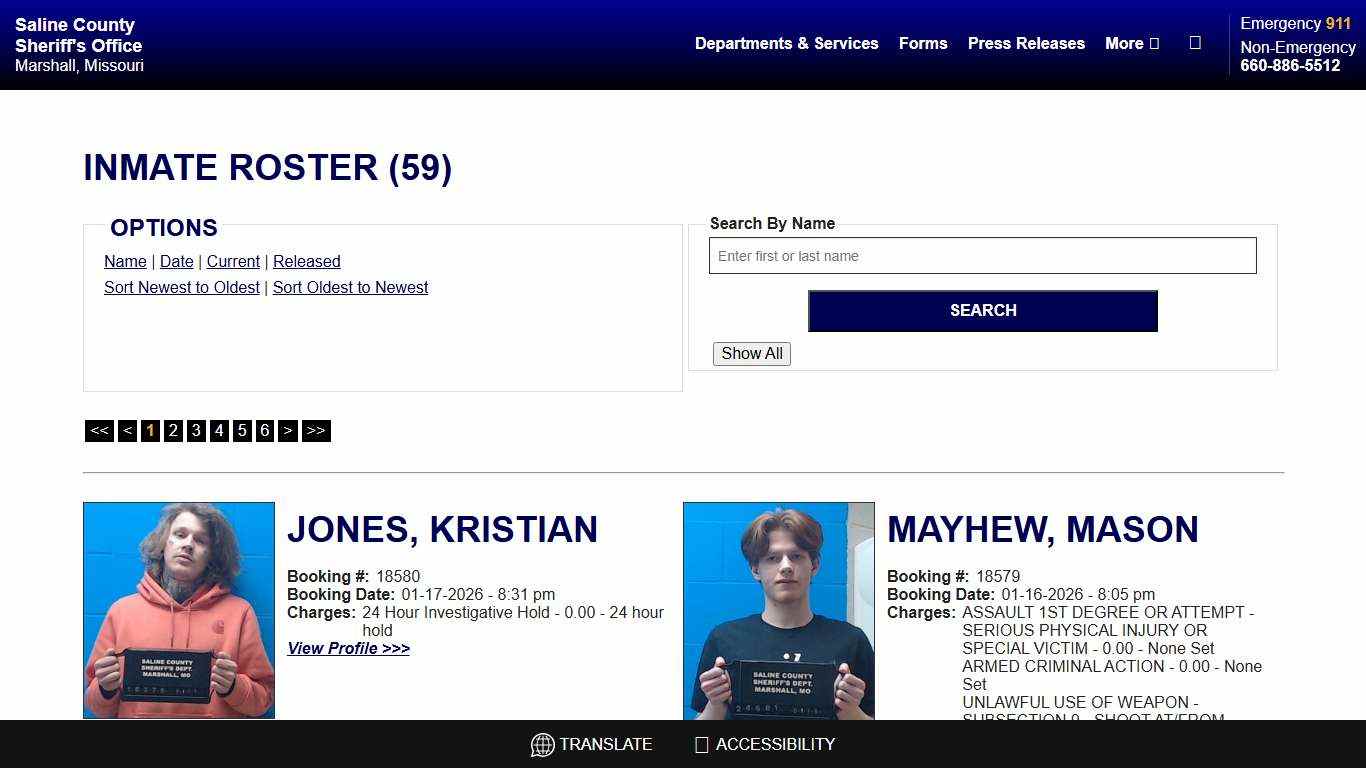 Inmate Roster - Current Inmates Booking Date Descending - Saline County Sheriff MO